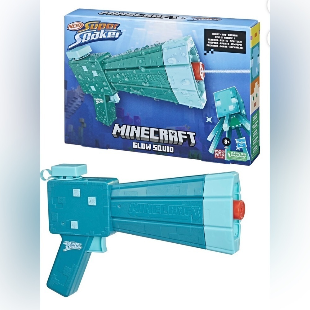 Nerf Super Soaker Minecraft Glow Squid Water Blaster, Minecraft Dungeons Squid